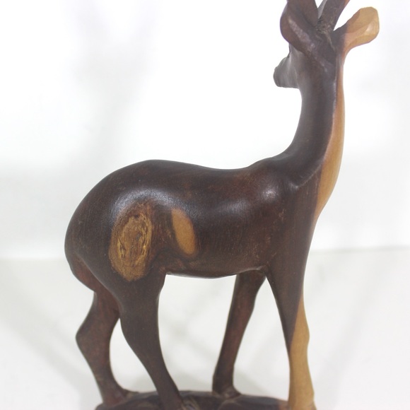 Mid Century Modern Carved Gazelle, Exotic Wood Sculpture, African Animal - Picture 6 of 10